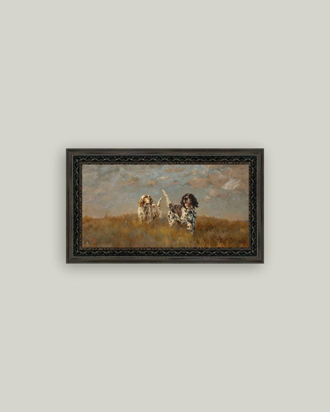 Two Hilltop Setters Framed Antique Art: 20x11