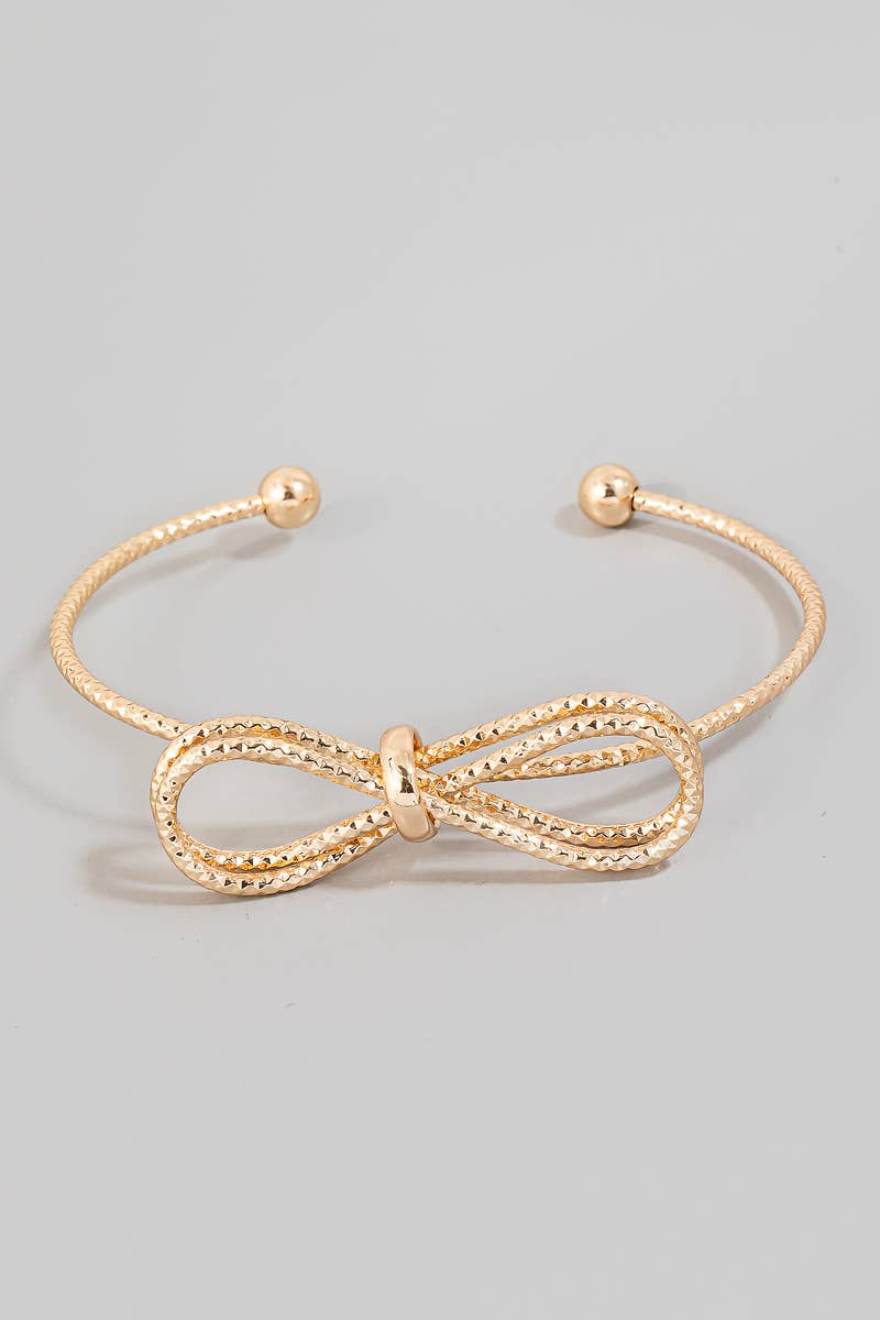 Textured Metallic Knot Cuff Bracelet gold