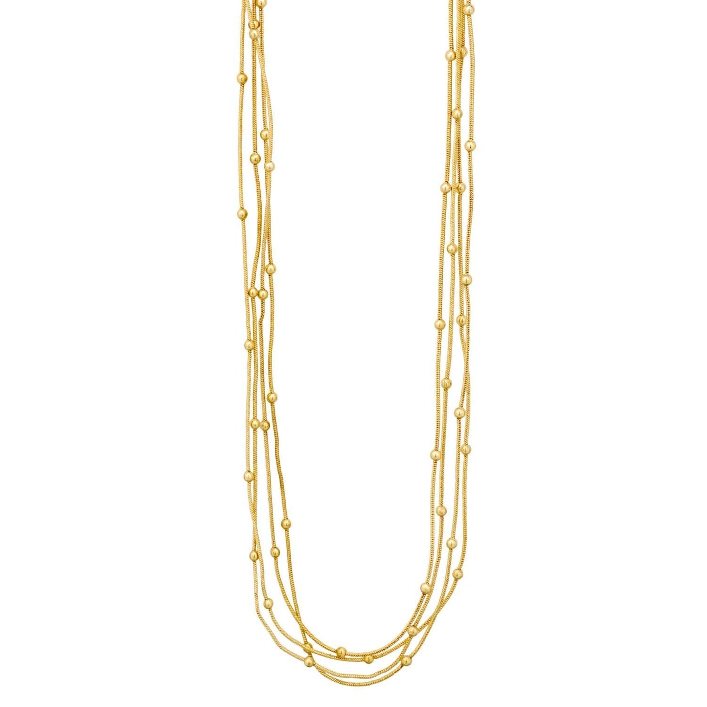 Gold 4 Layered Chain with Beaded Accents 16"-18" Necklace