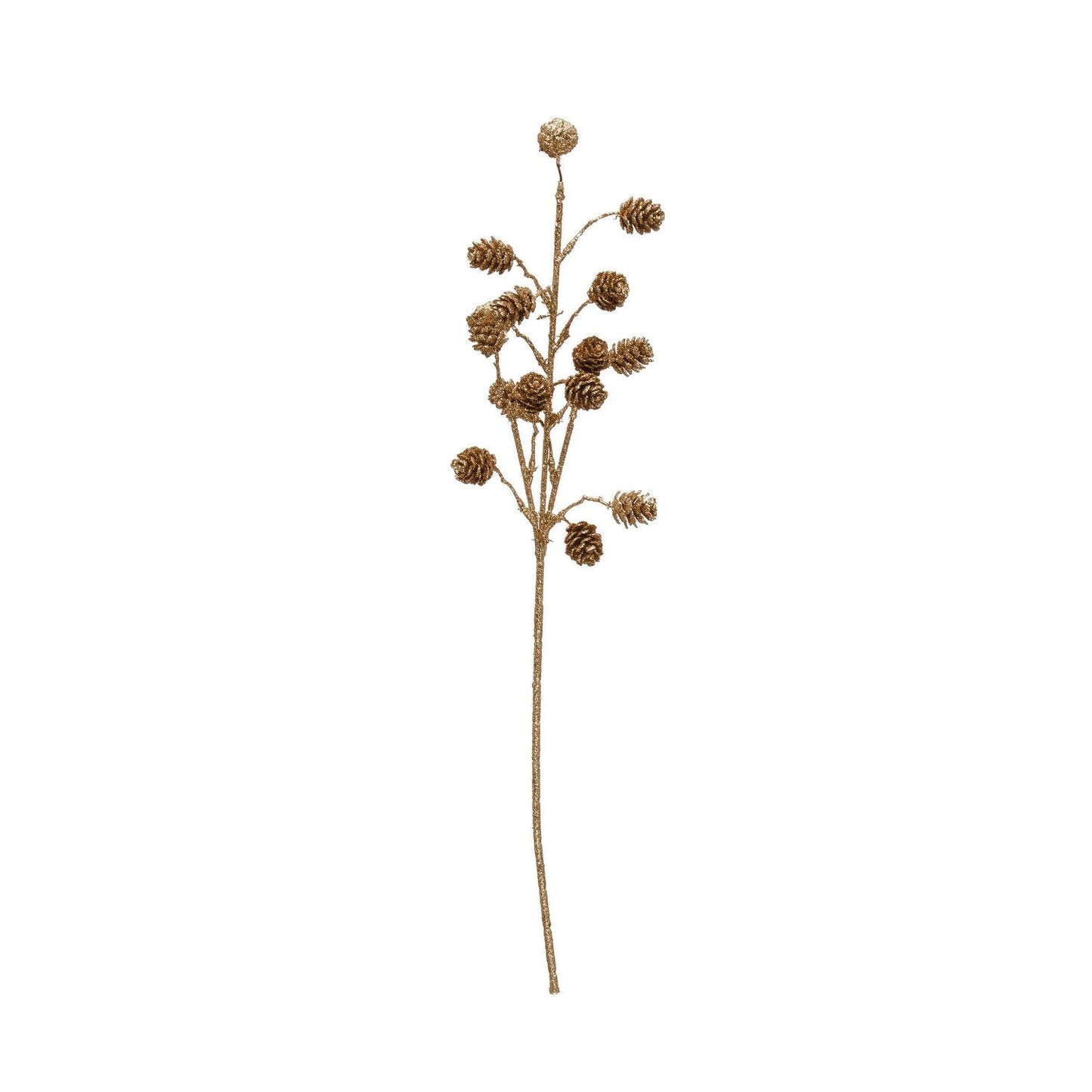 24-3/4"H Faux Pinecone Spray w/ Glitter, Champagne Finish