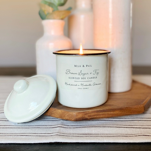 Brown Sugar & Fig Soy Candle - 10oz Enamelware Canister