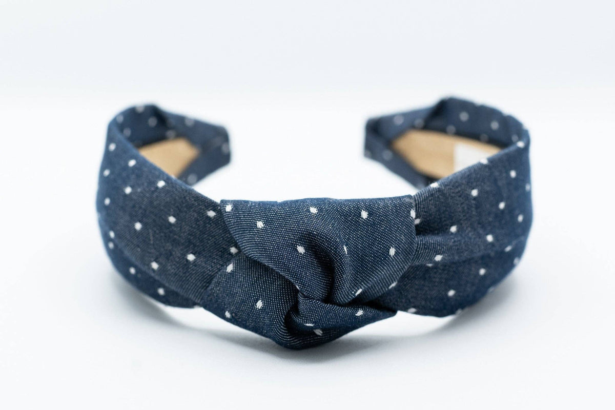 Knotted Headband | Chambray | Polka Dot | Blue | Indigo
