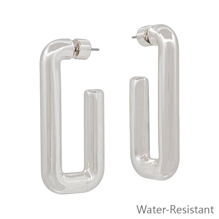 Silver Squared 1.5" Hoop Earring