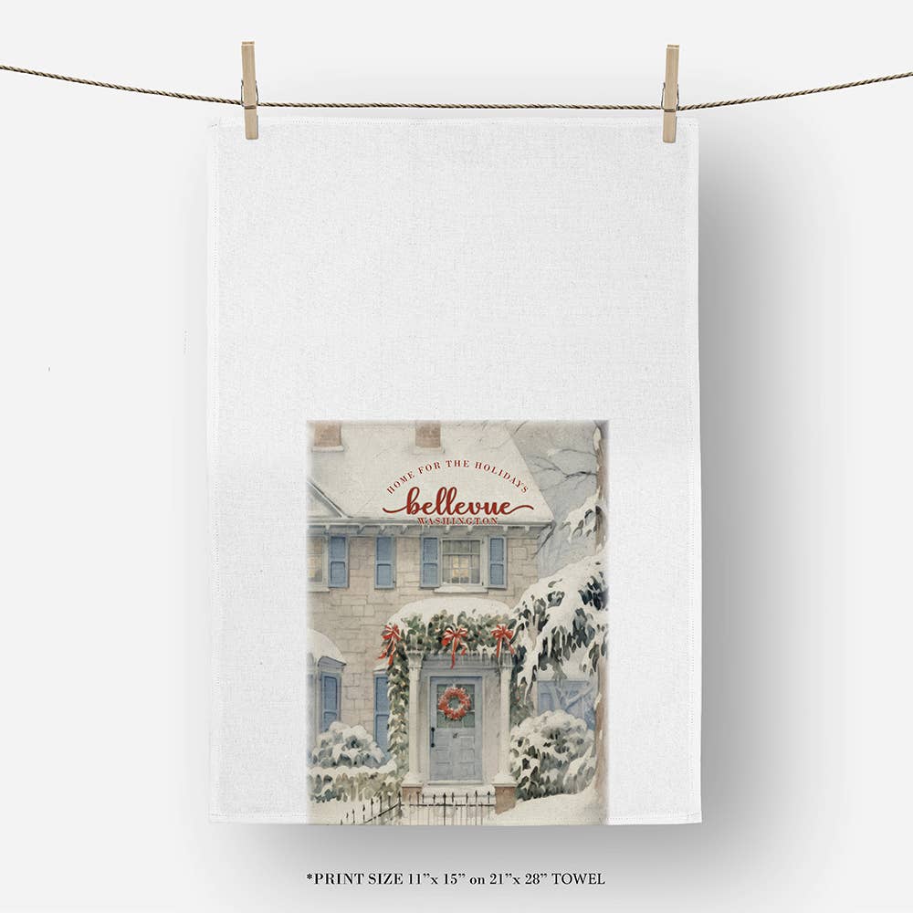 Snowy Home Tea Towel: White