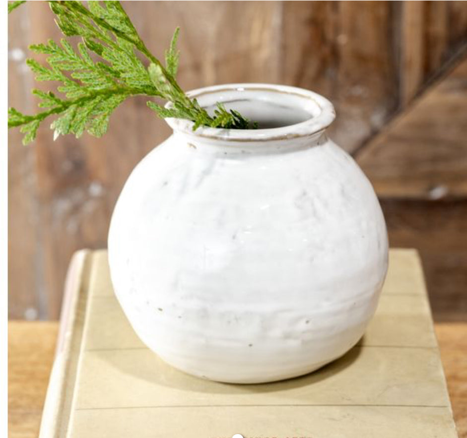 White Ceramic Ball Vase