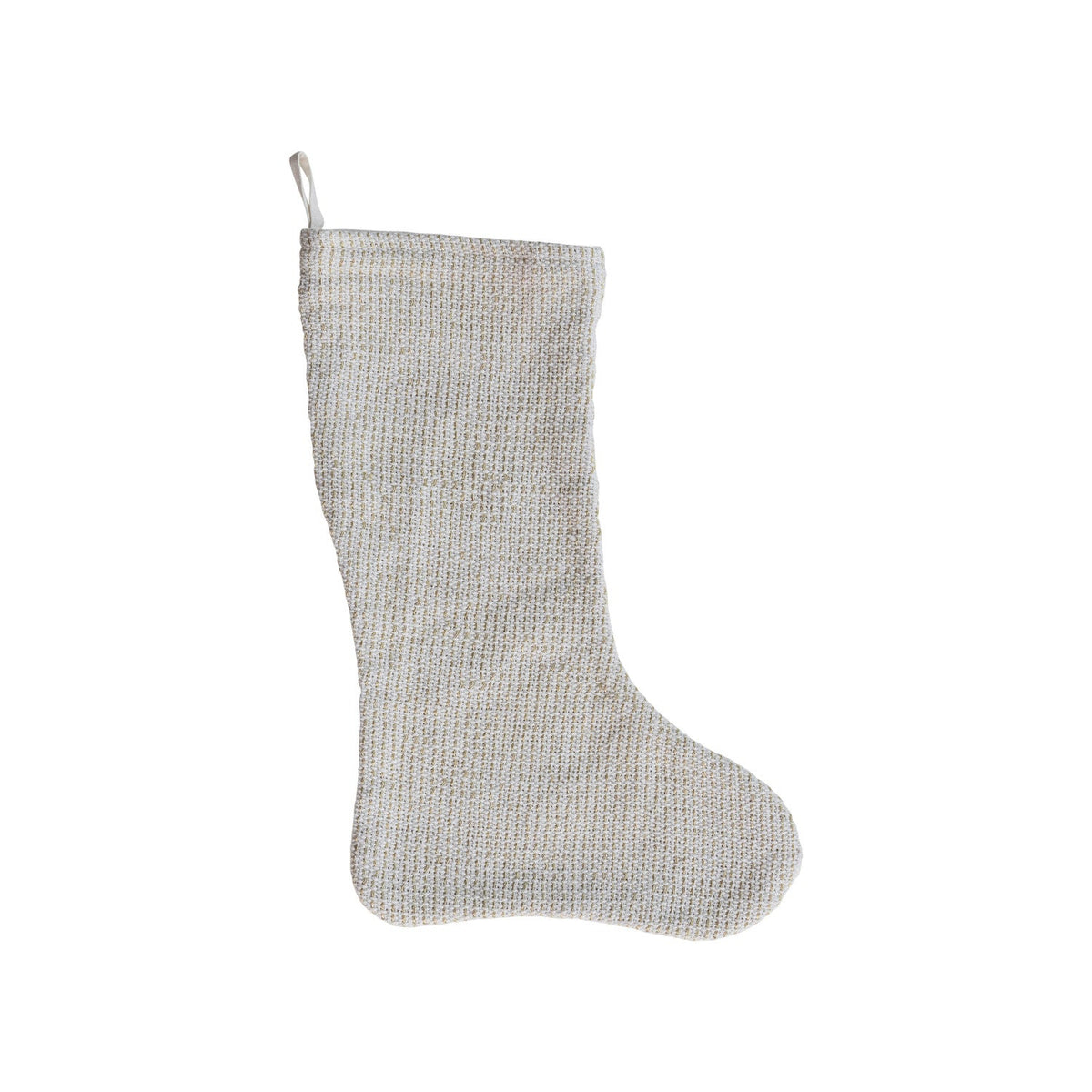 Woven Cotton Stocking w/ Metallic Gold Thread