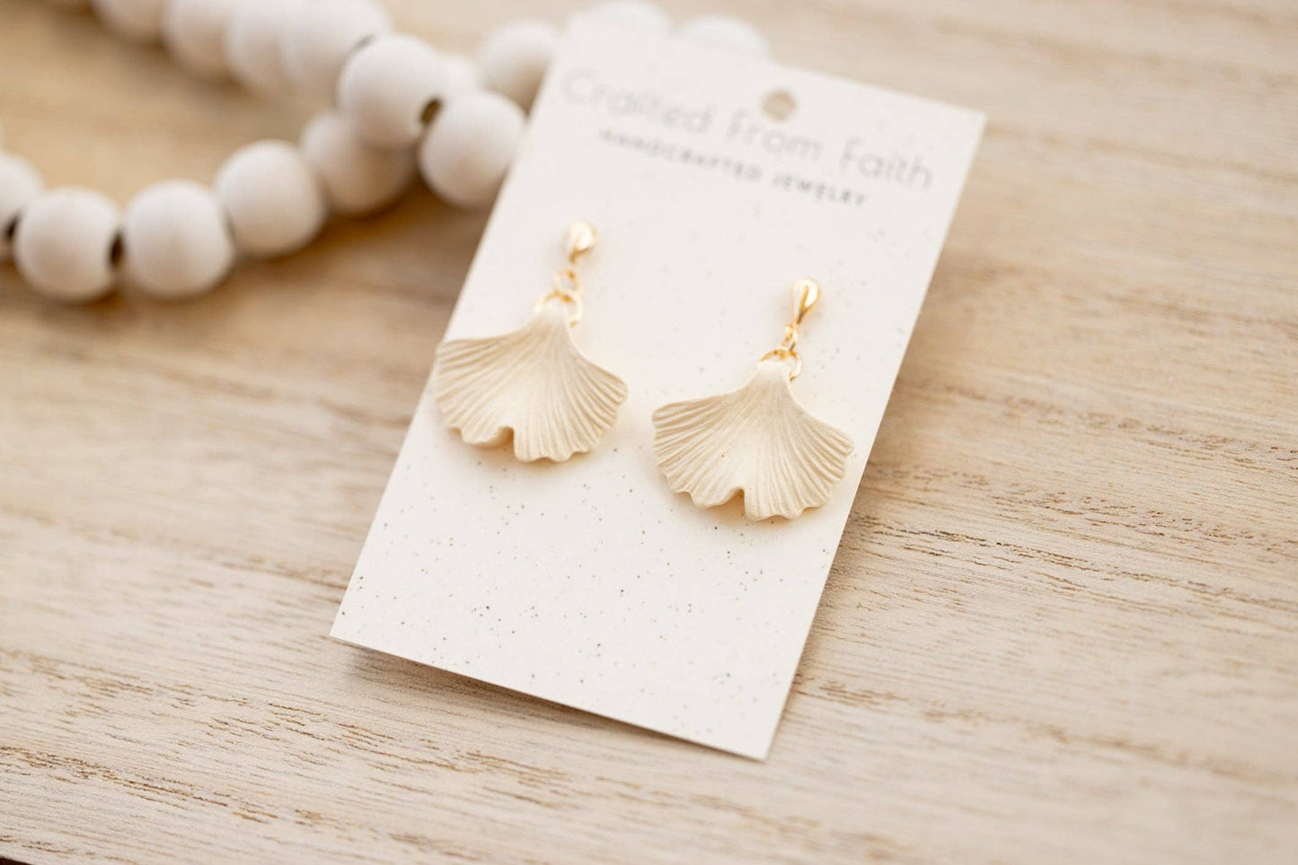 Ginkgo Leaf Dangles: Gold / Ivory