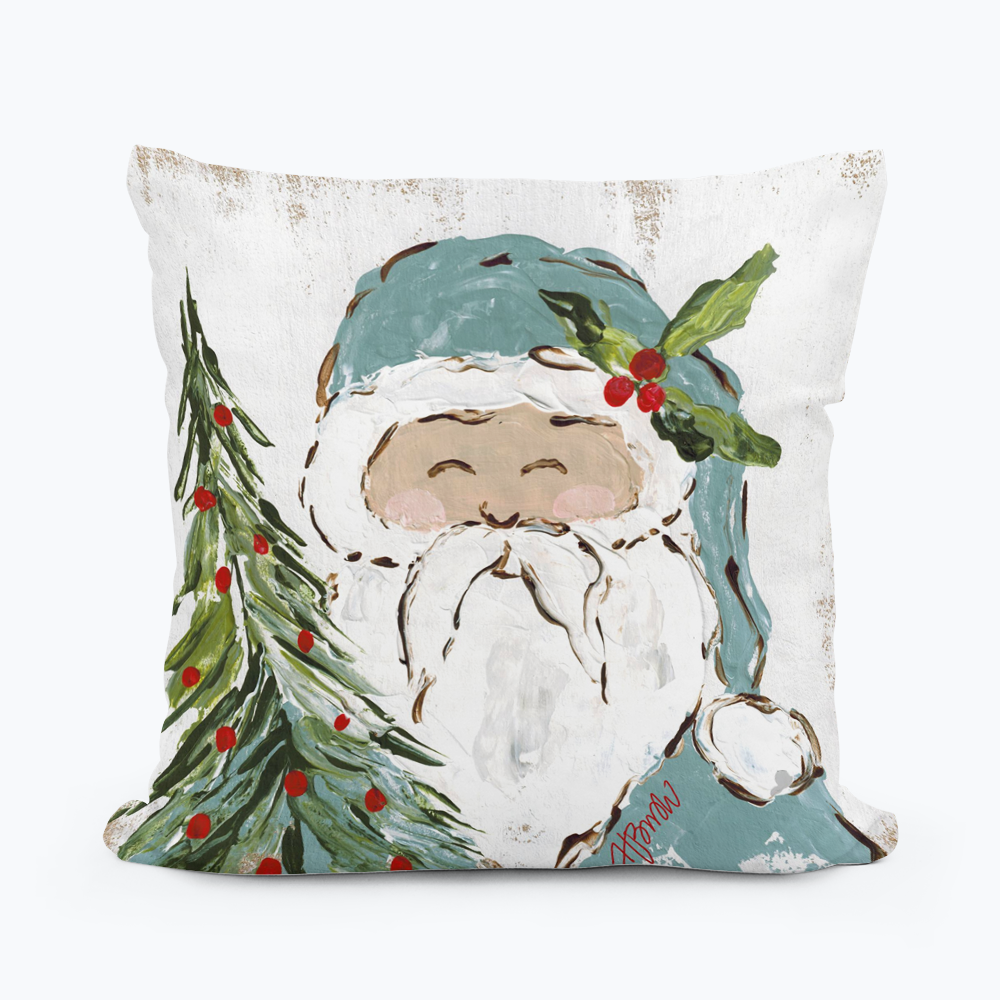 Haley Blue Santa Pillow: 22"x22"