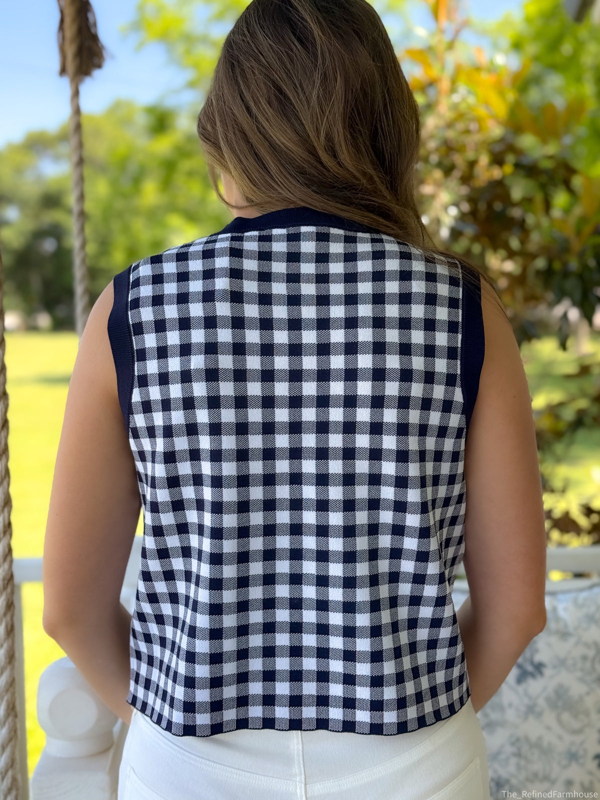 Harbor Check Knit Top