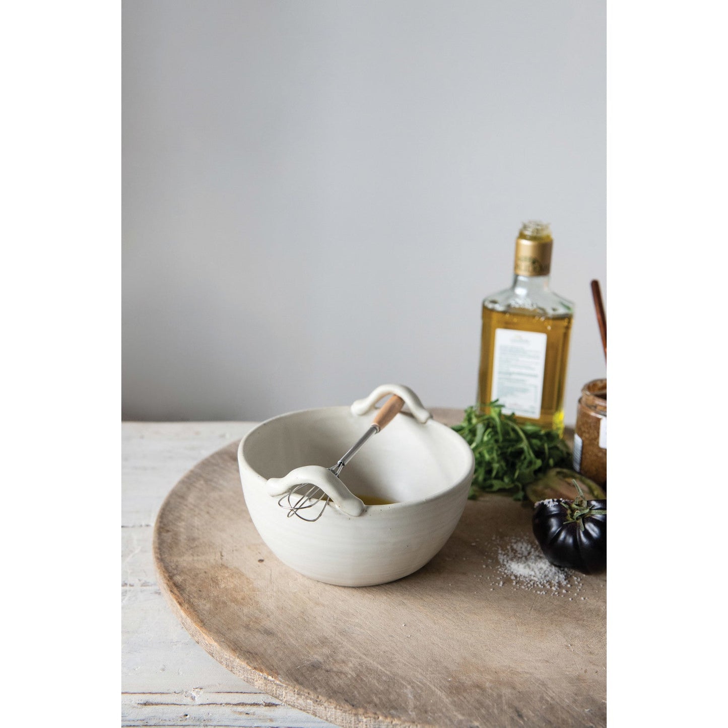 Stoneware Bowl w/Whisk