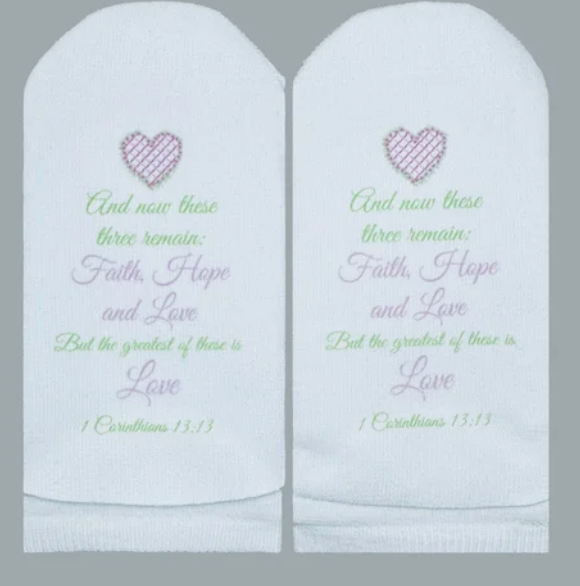 1 Cor. 13:13 Greatest of these is LOVE socks