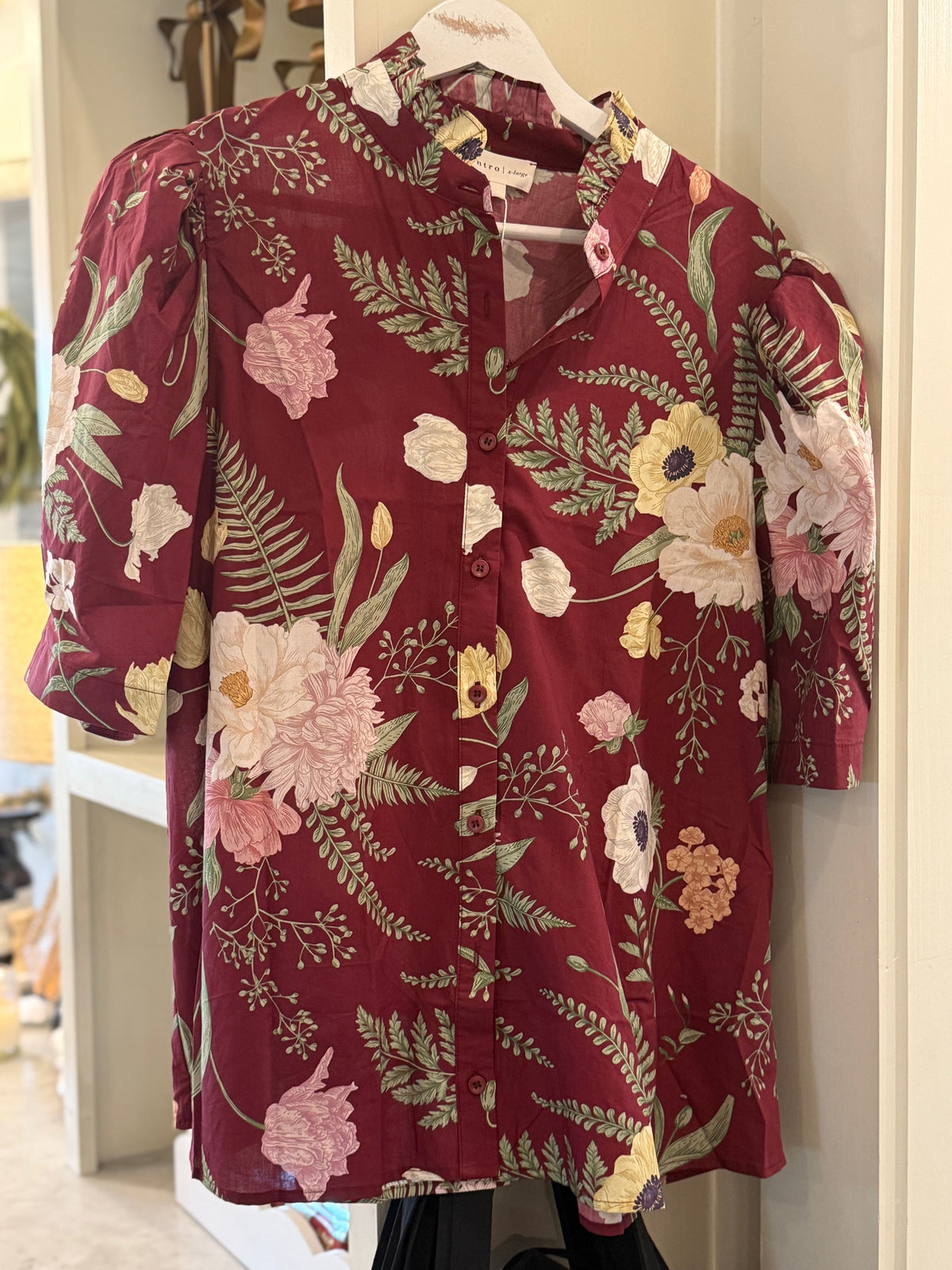 Autumn Bloom Puff Sleeve Blouse - Curvy