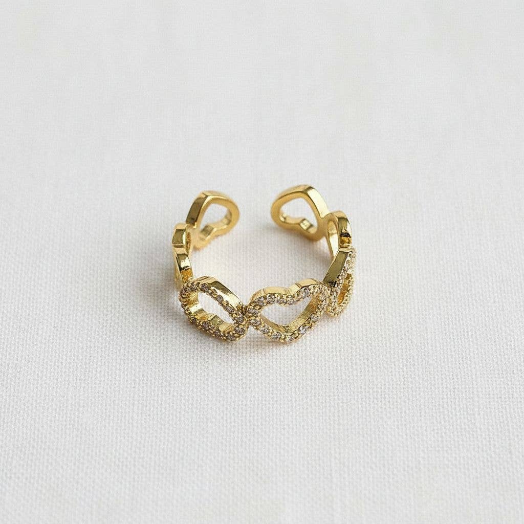 Heart-Shaped Adjustable Gemstone Ring