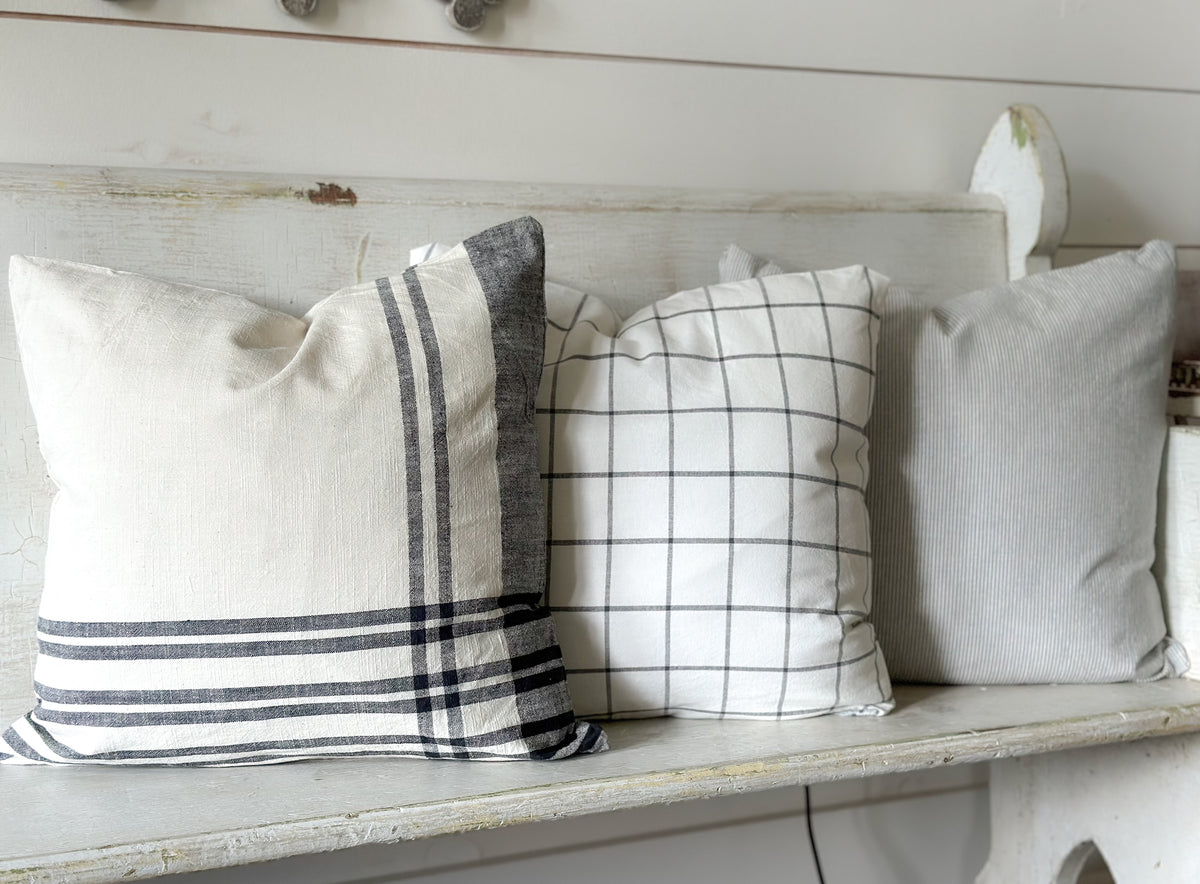 18" Grey & White Stripe Pillow