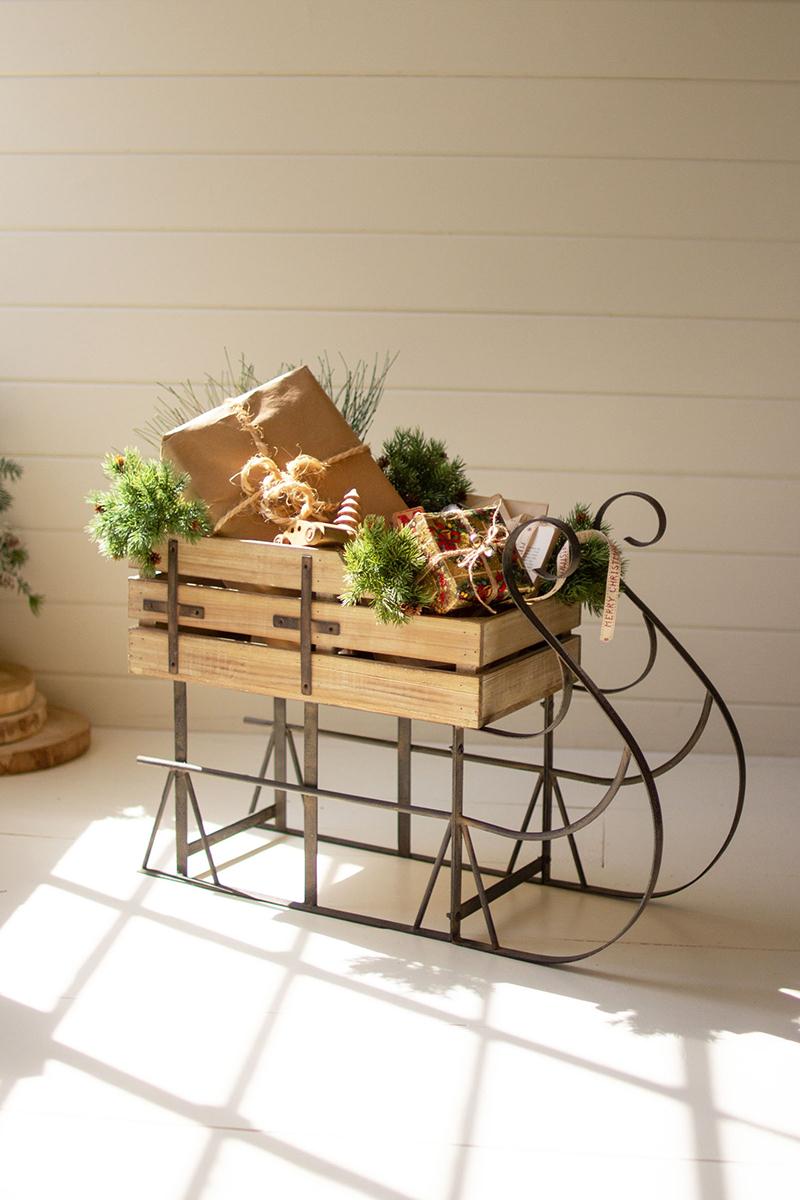 Wood & Metal Christmas Sled