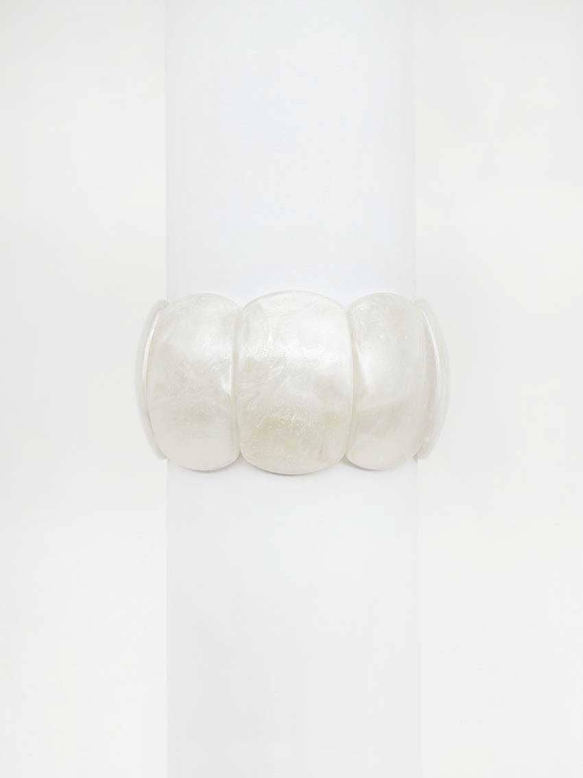 White Acrylic 1.5" Stretch Bracelet