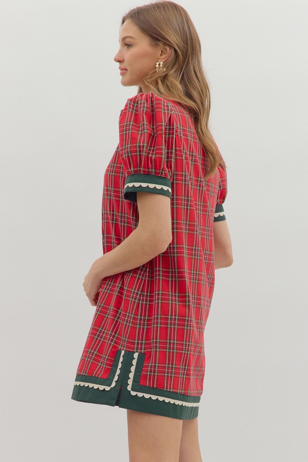 Holiday Cheer Plaid Mini Dress