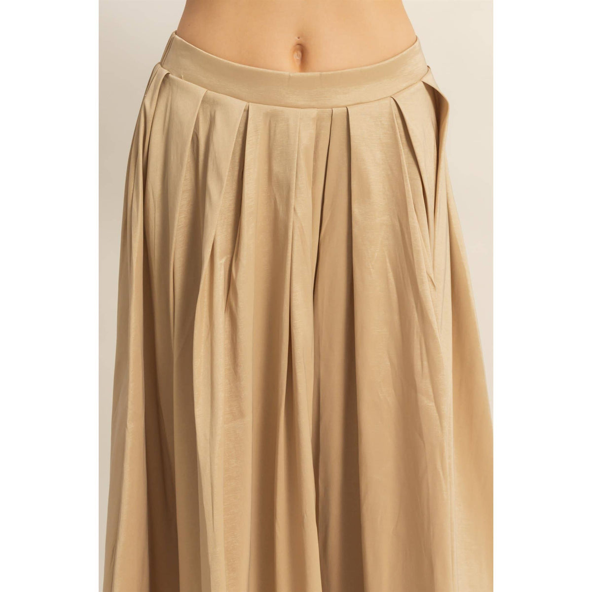 Timeless Grace Pleated Midi Skirt | Beige