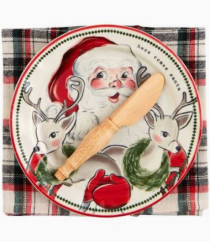 Vintage Santa & Reindeer Appetizer Set