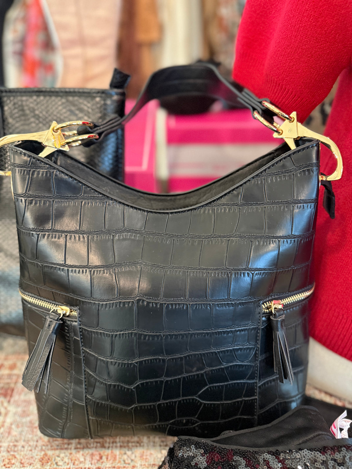 The Black croc Purse
