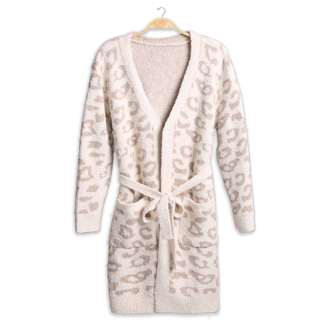 Leopard Print Soft Robe w Pockets & Belt(1)