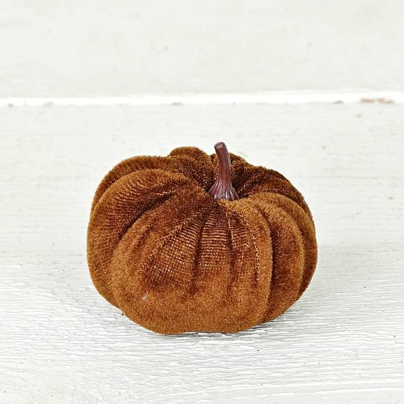 Brown Mini Velvet Pumpkin Bag