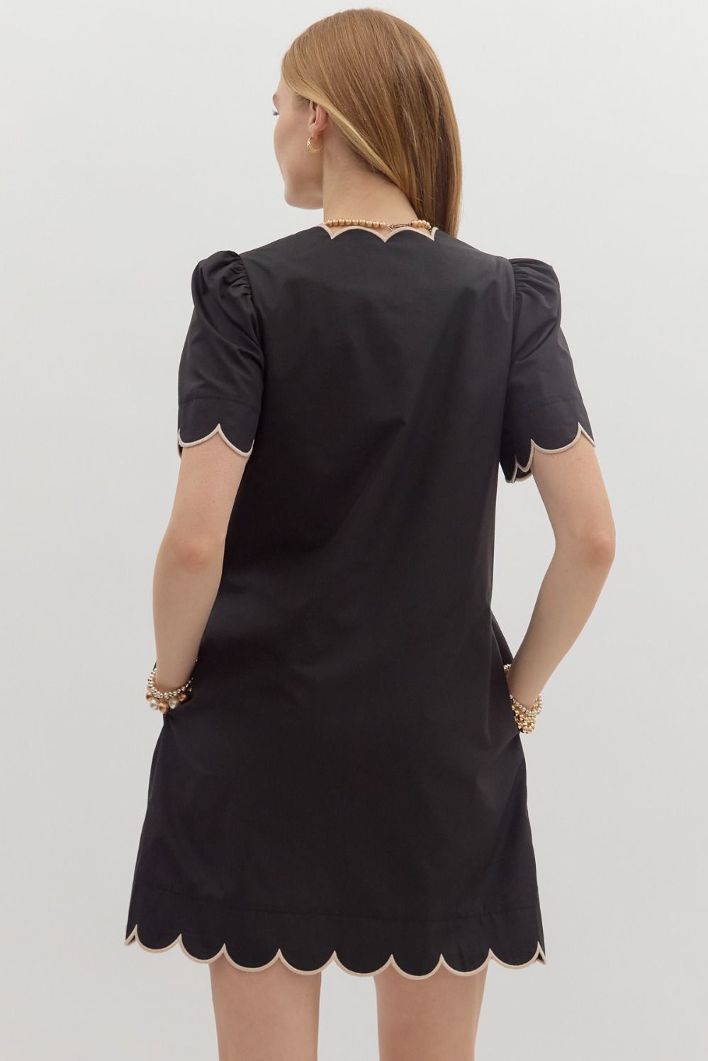 Buttoned Belle Scallop Mini Dress