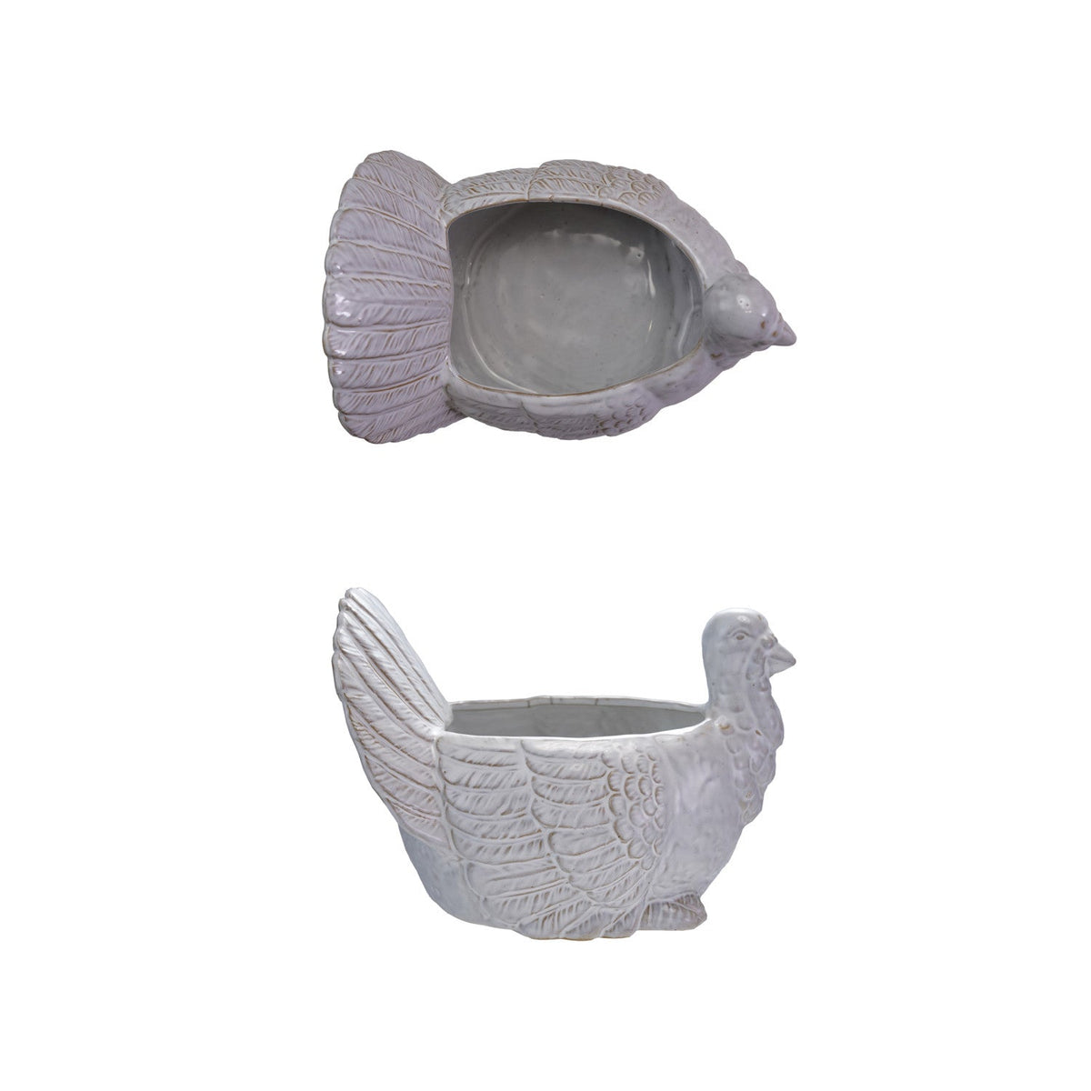 White Stoneware Turkey Shaped Bowl