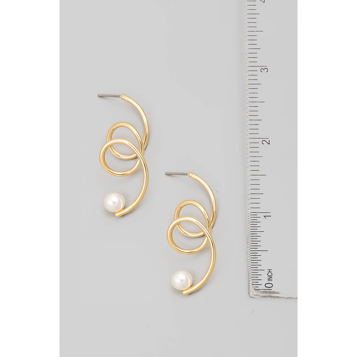 Pearl Bead Swirly Wire Drop Earrings: G