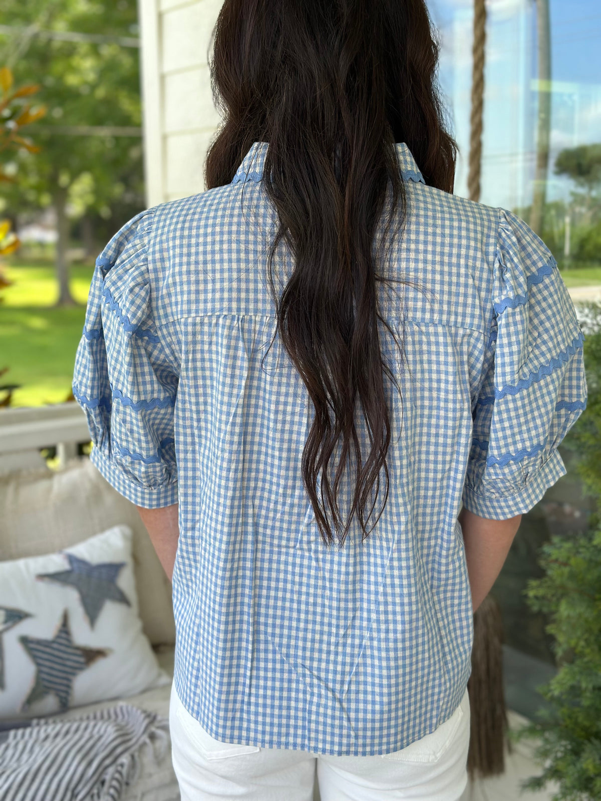 Meadow Swirl Gingham Blouse