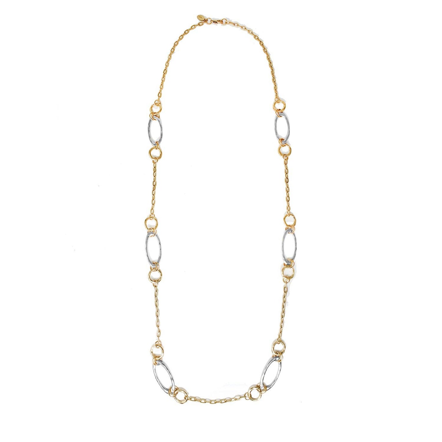 Gold Chain with Silver Open Circle 32" Chain Necklace