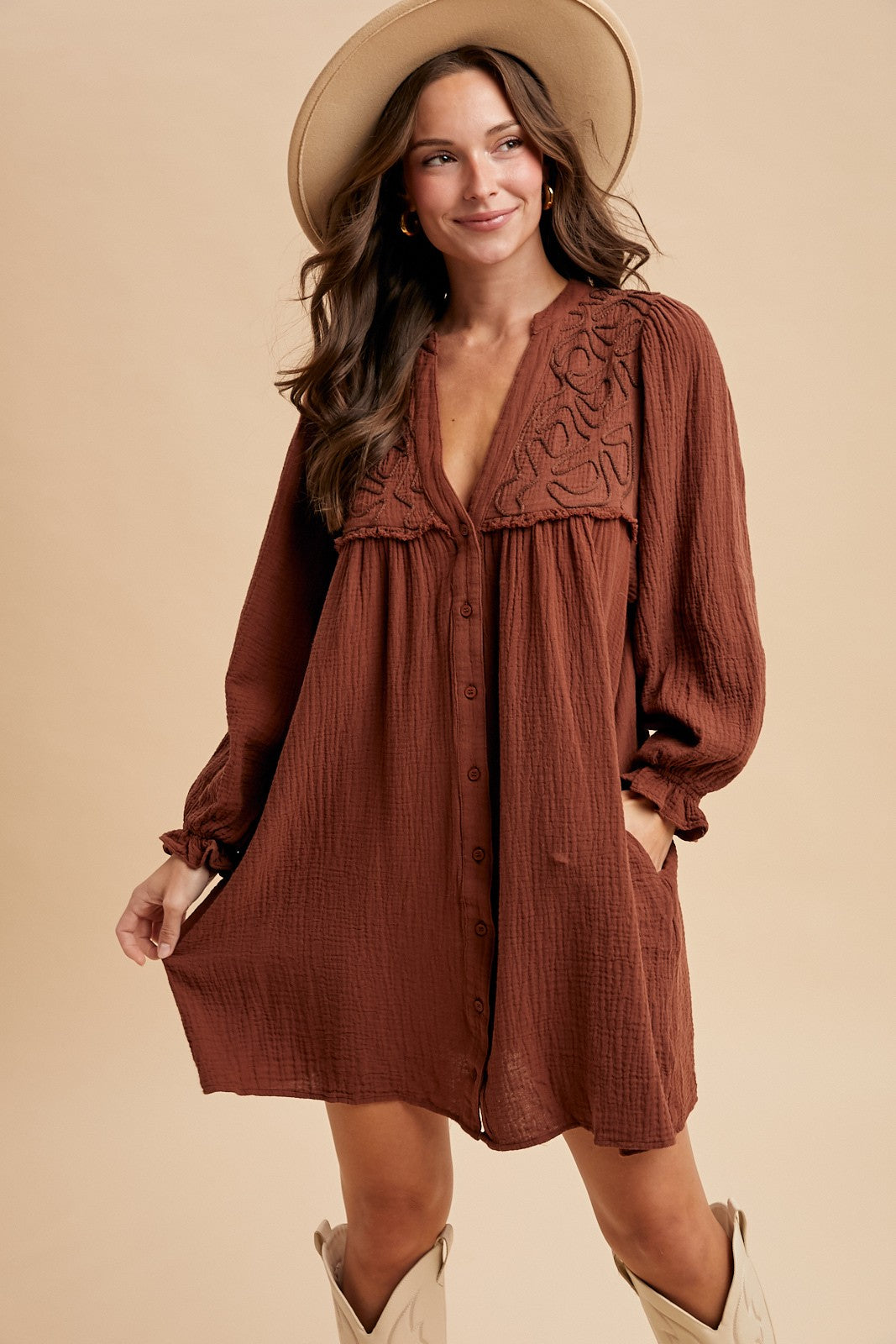 Copper Canyon Embroidered Mini Dress