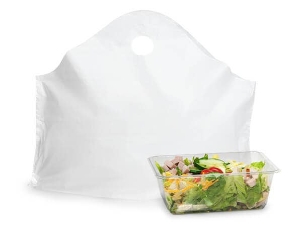 Wave Top Plastic Retail Merchandise Bags: Clear Frosted, Medium 18x15x6"