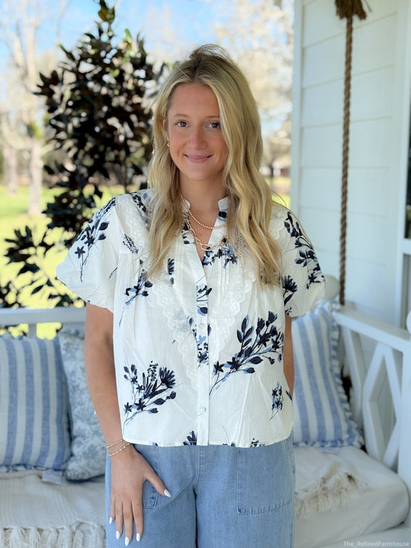 The Indigo Garden Lace Blouse