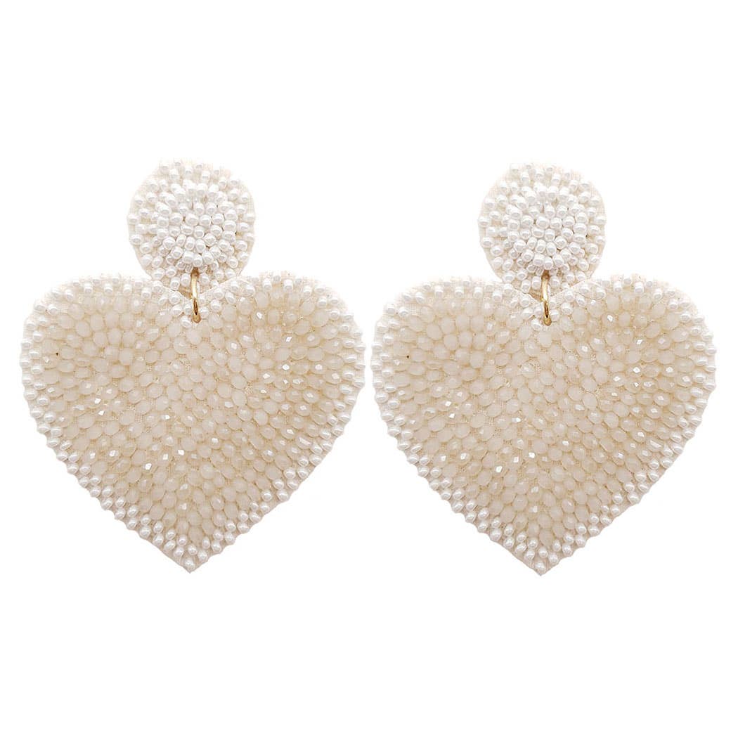 Glass Beaded Heart Valentine's Day Post Earrings