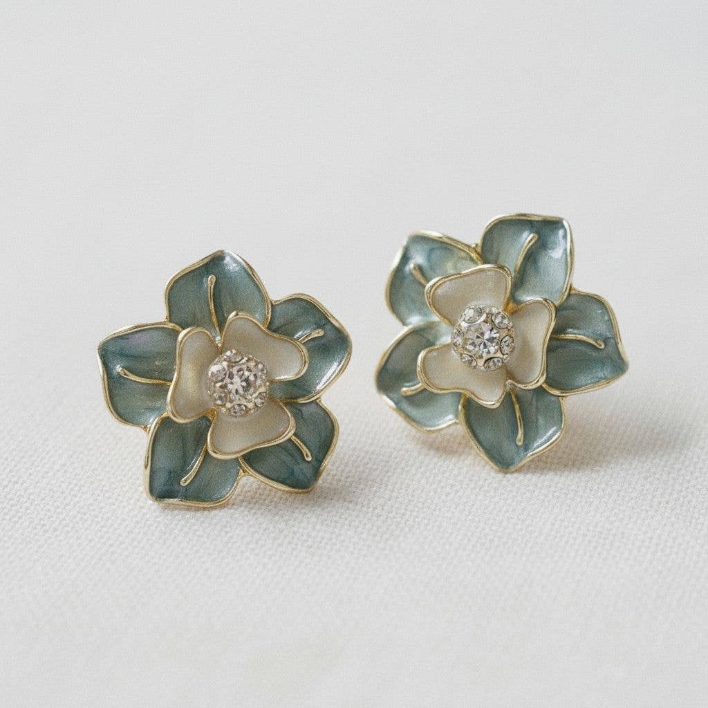 Camellia Pearl Stud Earrings