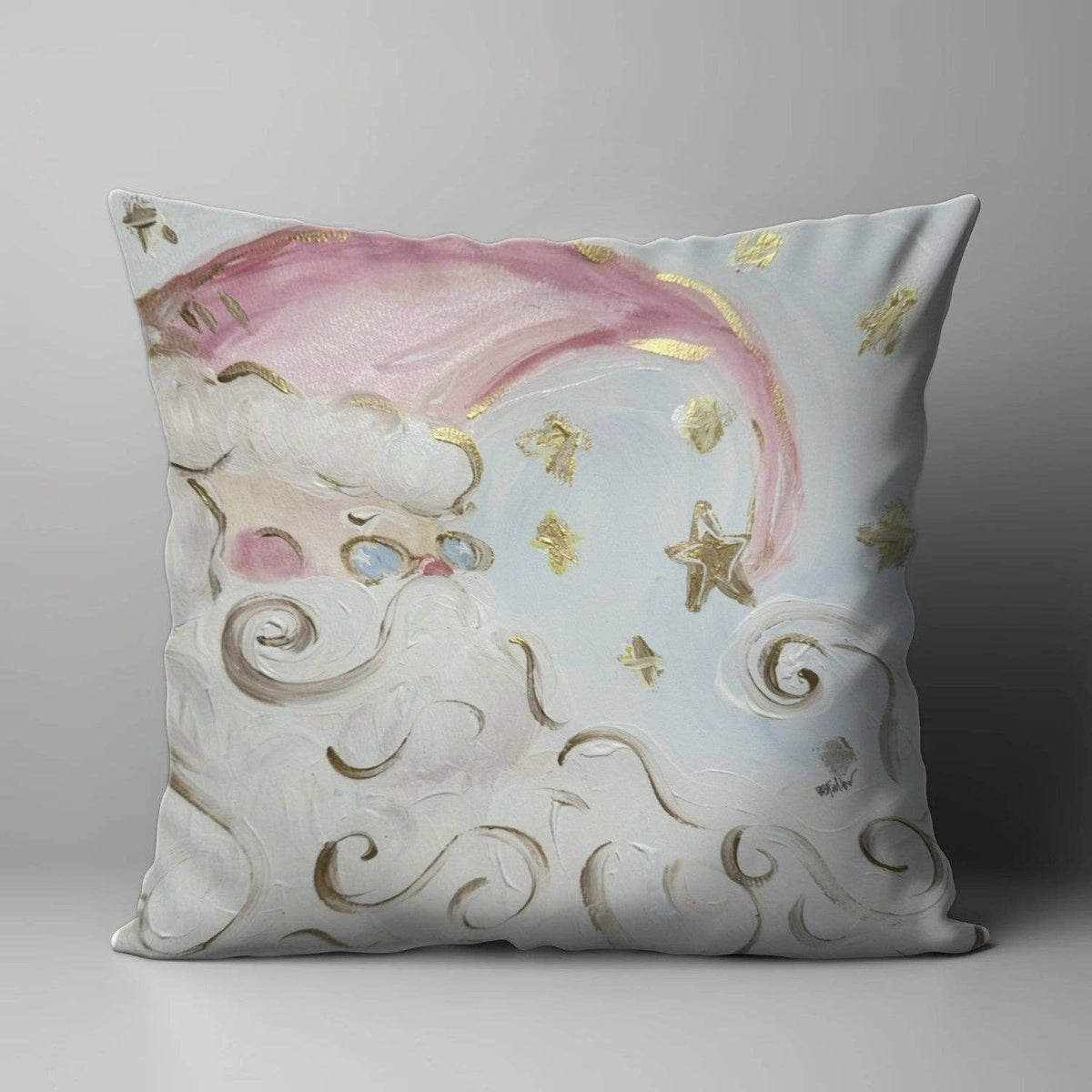 BRIDGETT'S PINK & GOLD SANTA PILLOW: 22"