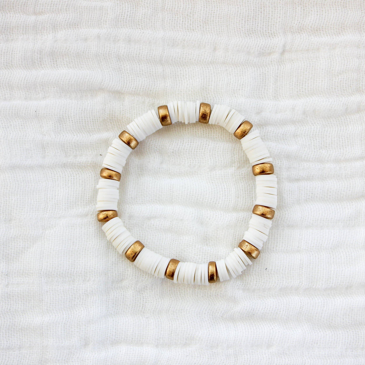 Color Block Heishi Bracelets: White