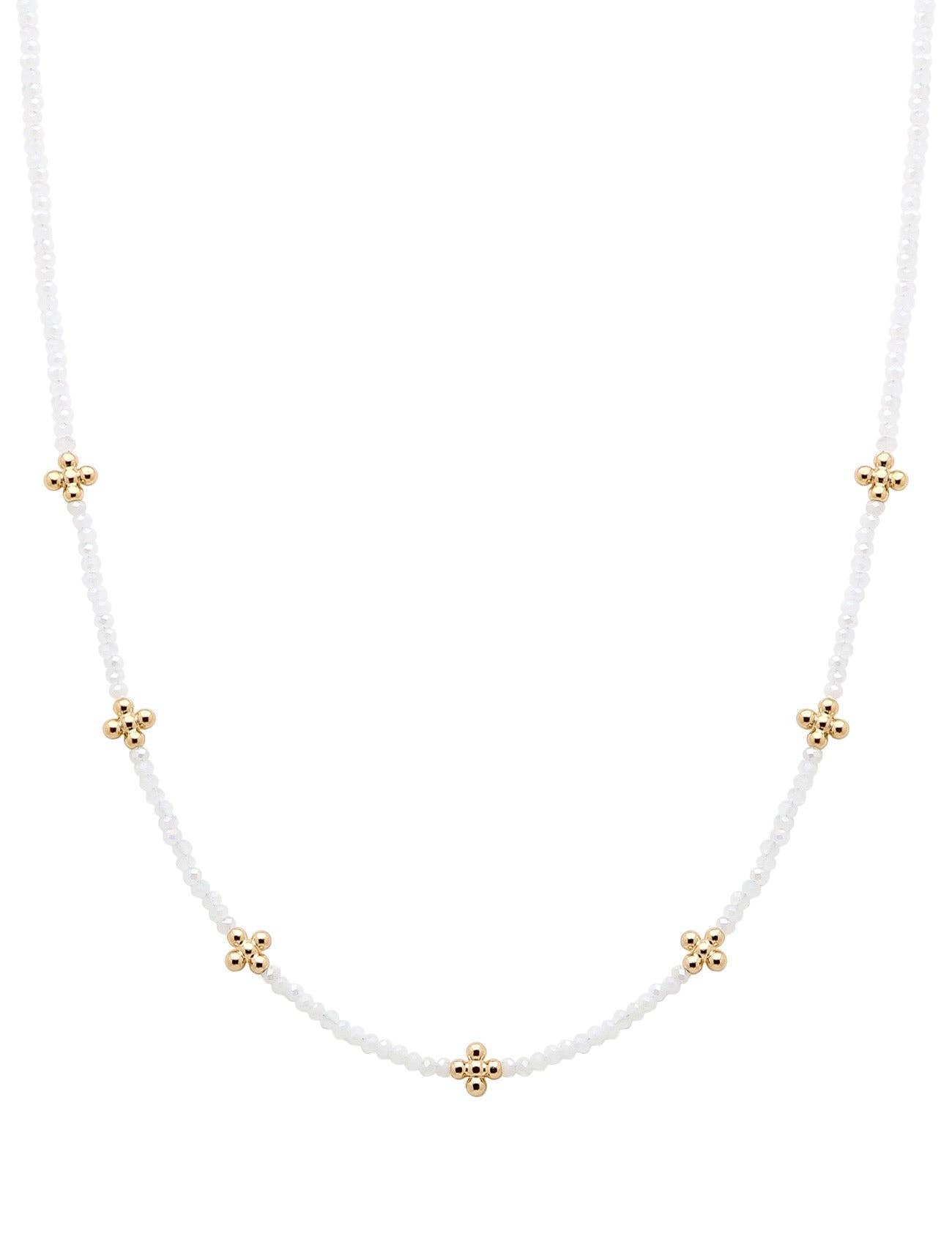 White Crystal and Gold Cross 16"-18" Necklace