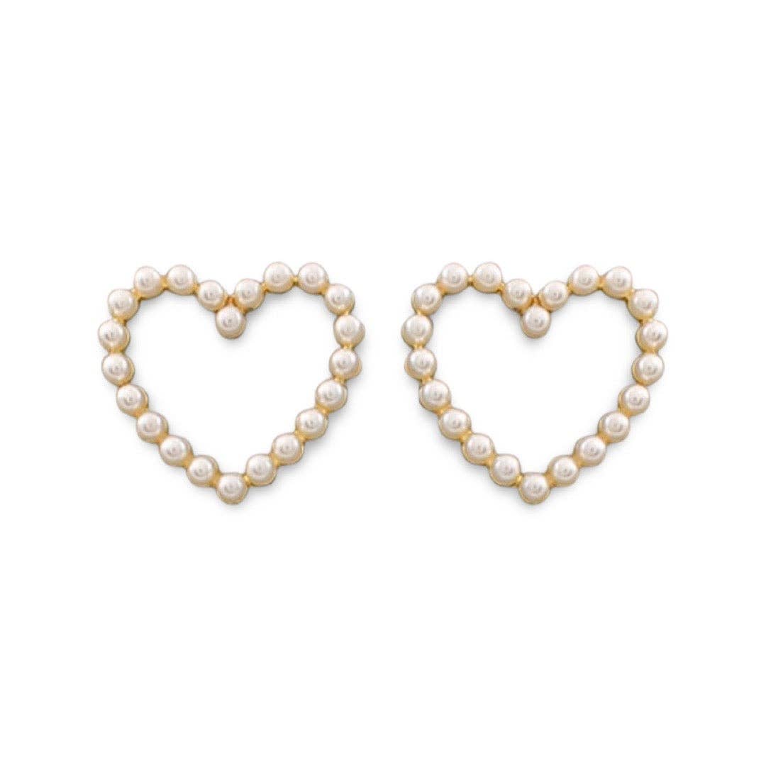 Pearl Beaded Heart Earrings