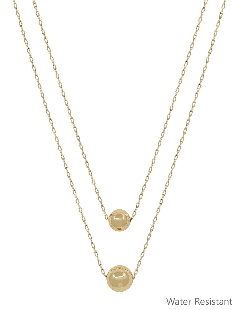 Water Resistant Double Layered 10mm&12mm Ball 16"-18" Necklace
