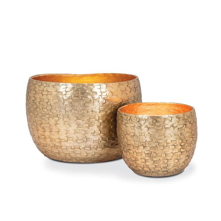 Large Round Hammered Votive-Antique Gold-3.5"H