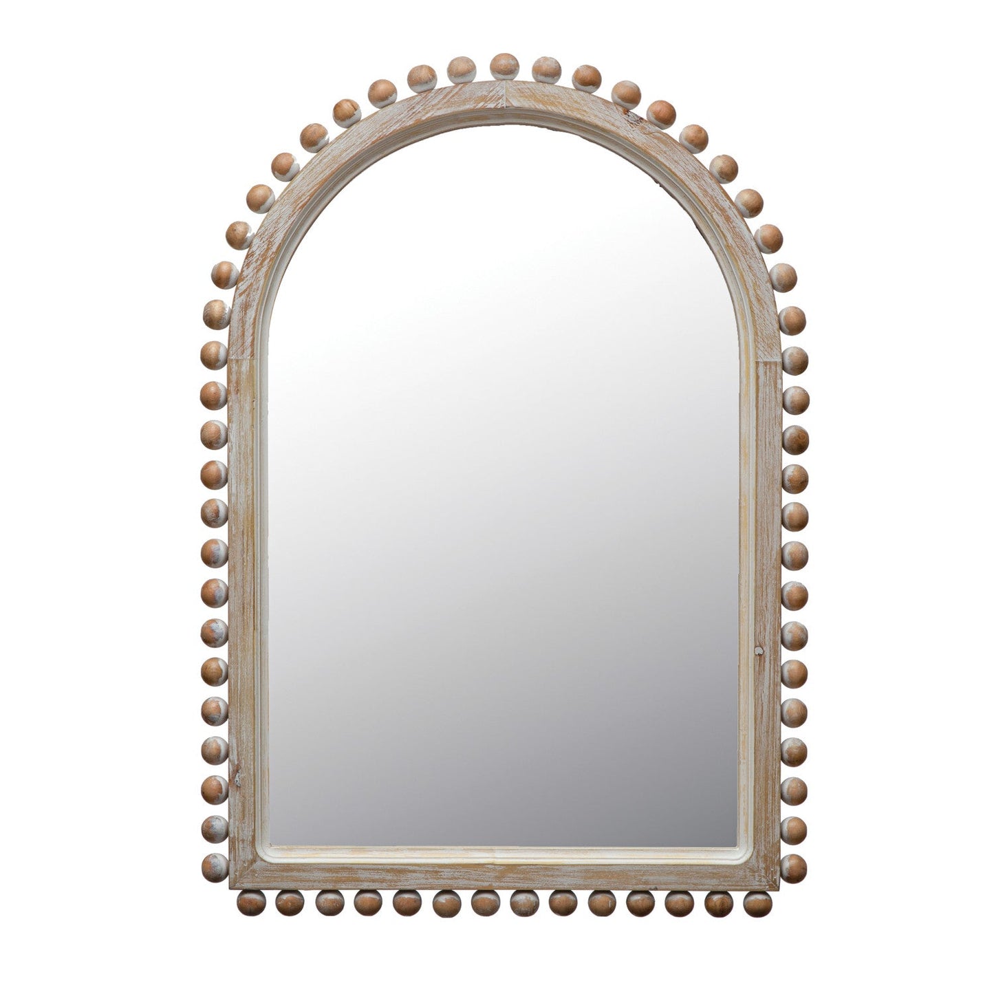 Wood Ball Arched Mirror