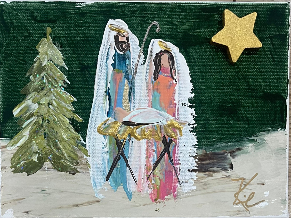 Emerald Nativity Framed Art 12x12