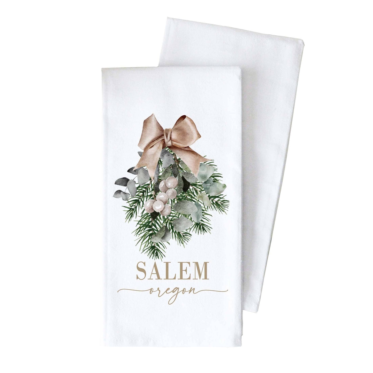 Custom Christmas Floral Tea Towel