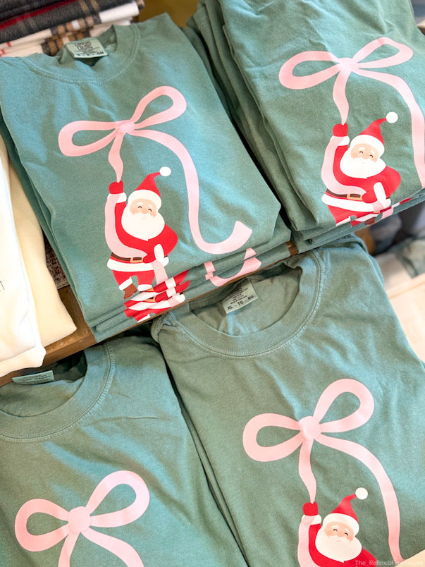 Bow & Santa Shirt | Green