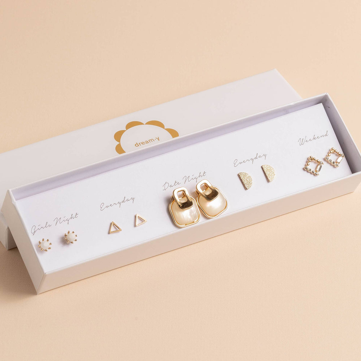 Square Stone Box Earrings Set