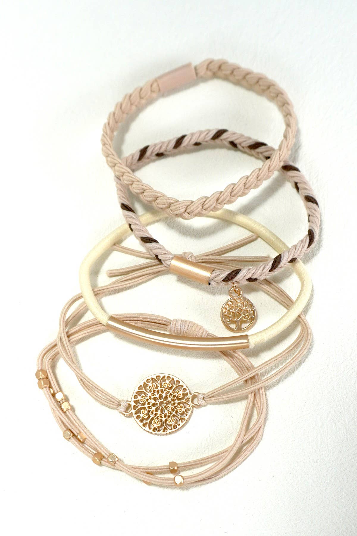 Knot Bracelet Hair Ties- off white