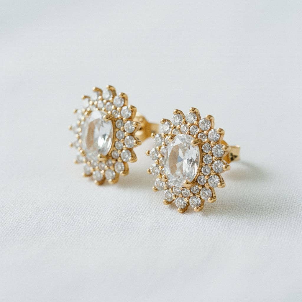 Elegant Oval Gemstone Dangle Earrings