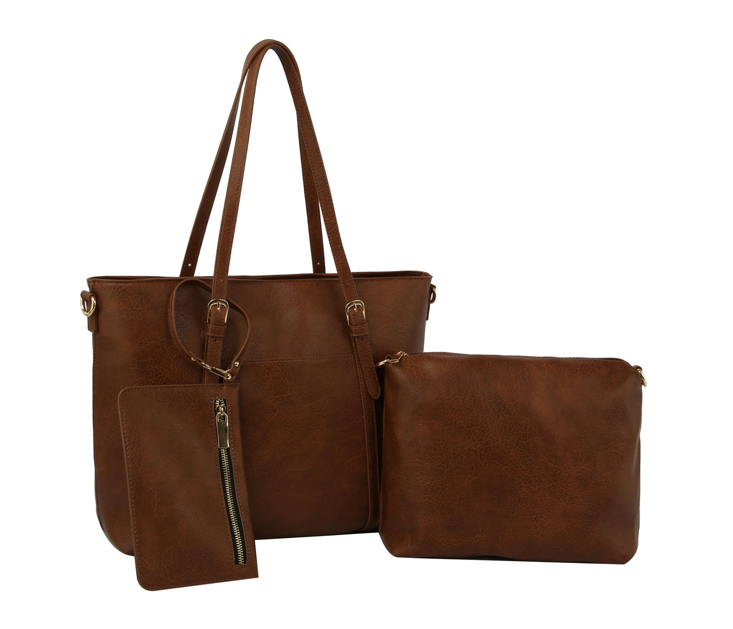 Three Piece Large Tote Handbag Set